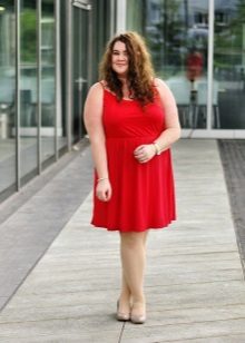 Red dress for full fair-haired women with fair skin