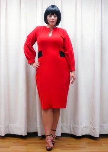 Mid-Length Semi-Sheath Red Sheath Sheath Dress for Fat Women