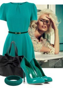 Aqua shoes under the dress