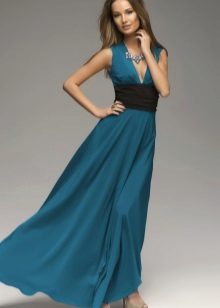 Dress in aqua with black