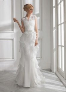 Straight Organza Ruffle Wedding Dress
