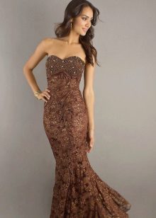 Chocolate Lace Long Year Dress