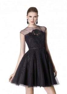Black lace puffy chanel dress