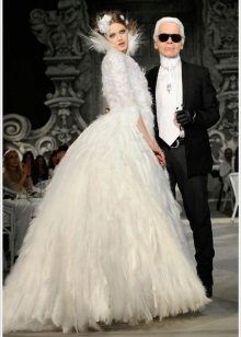 Chanel Feather Wedding Dress