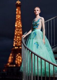 Luxurious organza mint dress