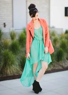 Mint dress with a peach jacket
