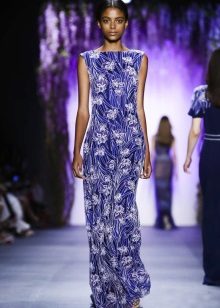 Floral sheath dress blue with a white pattern