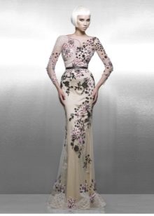 Flower Nude Evening Dress