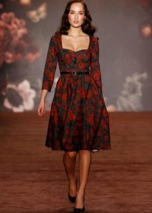 Floral Print Square Neck Dress