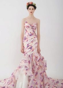 Floral mermaid dress with drapery