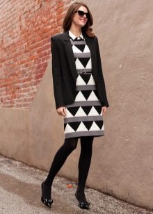 Black nylon tights for a dress in a business style