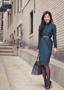 Office business dress in dark green
