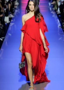 Greek One Shoulder Red Dress