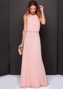 Long dress with a skirt and a pleated top