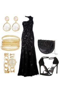 Accessories and jewelry for a long dress