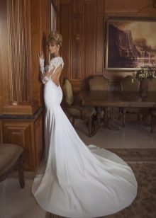 White Floor-Length Wedding Dress With Open Back