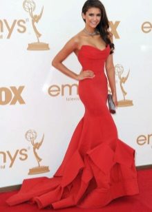 Beautiful red dress on the floor