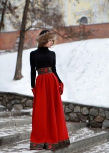 Modern dress in Russian style with embroidery