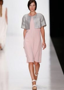 Pink dress with gray bolero