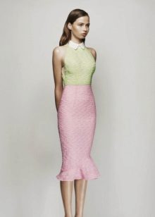 Pink dress with green top