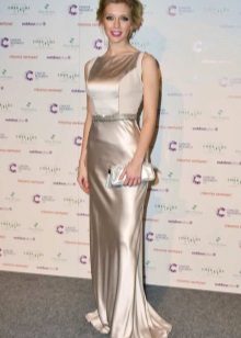 straight silk dress beige