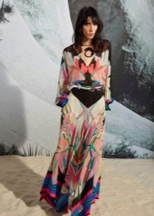 Summer color silk floor dress