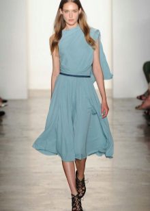 Blue silk short dress