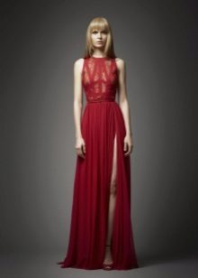 Silk dress with lace top