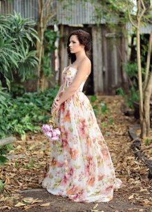 Beautiful floral print wedding dress