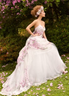 Beautiful floral print wedding dress
