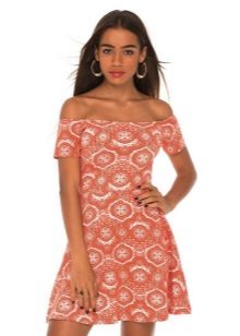 Terracotta Dress with White Pattern
