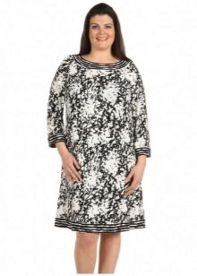 White and Black Knitted Dress for Fat Women