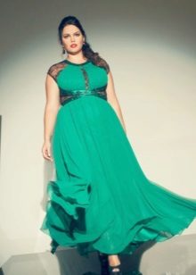 Green High Waist Knitted Long Dress for Fat Women