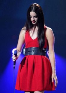 Wide belt cherry dress