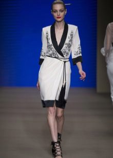 White and black wrap dress