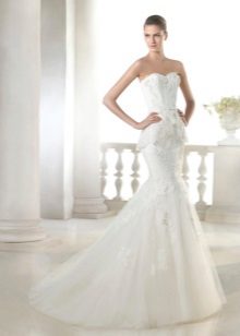Guipure Wedding Dress with Peplum