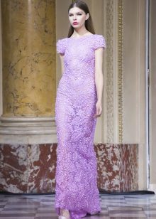 Lilac guipure dress with floor