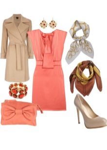 Coral dress and accessories for the Soft Summer color type