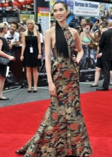 Long camouflage dress with carrot accents