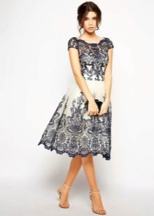 Black and White Lace A-Line Dress