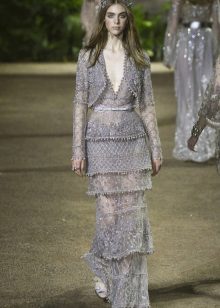 Gray Lace Dress Layered