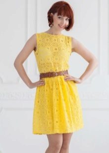 Short yellow lace dress