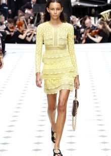 Yellow ruffle lace dress