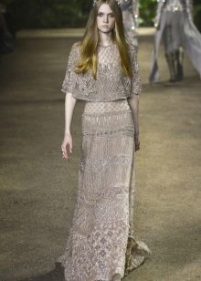 Gray Lace Closed Dress