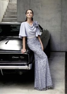 Dress with lace skirt lilac