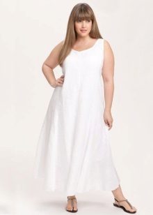 Long white linen dress for overweight