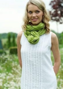 Linen dress combined with a scarf