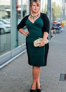 Two-tone Black and Green Sheath Dress for Fat Women