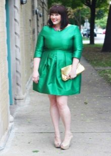 Three Quarter Sleeve A-Line Short Green Dress for Fat Women