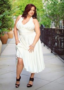 White long high waist dress for overweight women